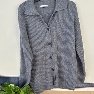 American Eagle Outfitters Gray Ribbed Cardigan